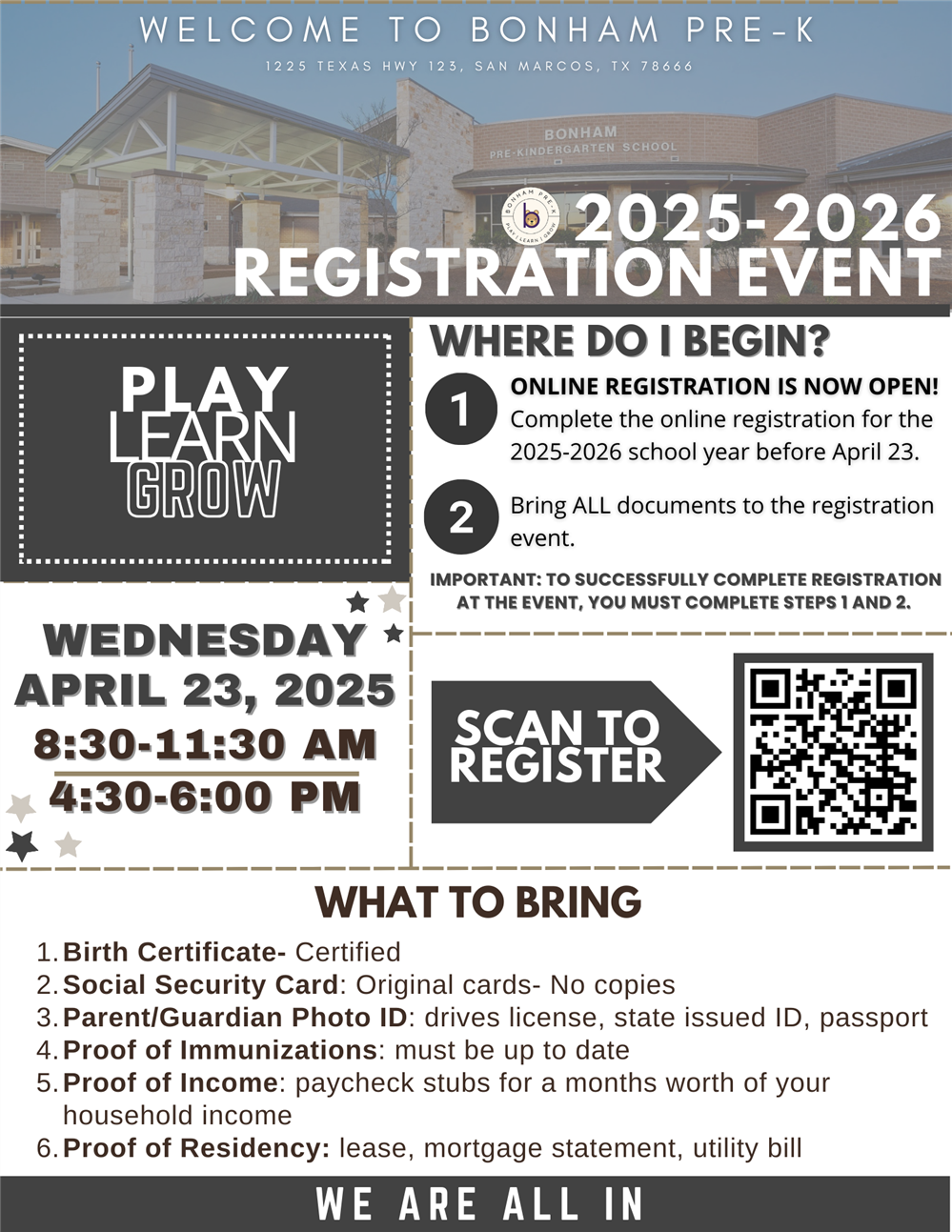 Bonham Registration Information